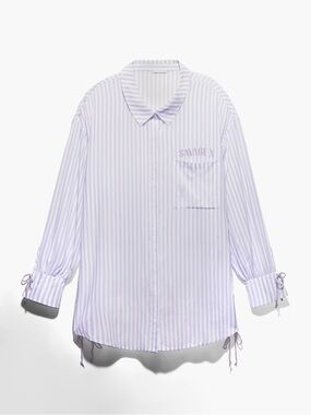 Savage X Fenty Coastal Stripe Voile Sleep Shirt Size S Long Sleeve Lounge